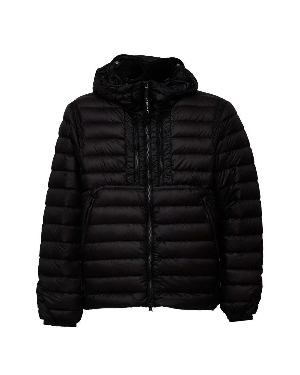 C P Company Black D.D. Shell Down Jacket With Hood And Matte Finish Google for men