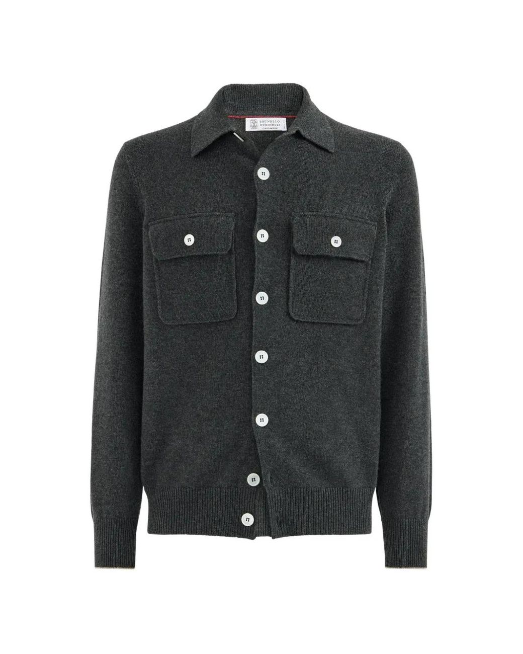 Brunello Cucinelli Black Cardigan Style Chemise À Poches Poitrine for men