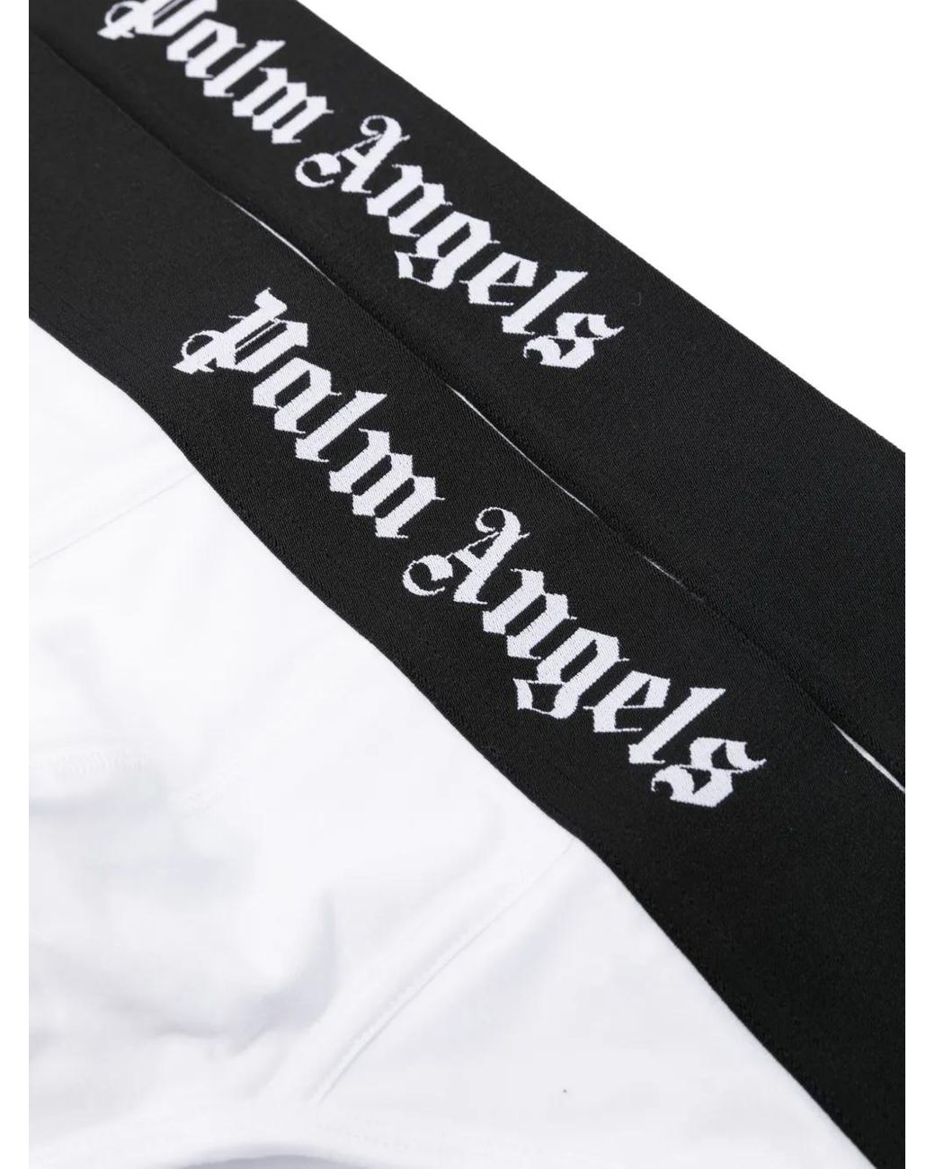 Palm Angels Black Logo-Print Briefs (Pack Of Two) for men