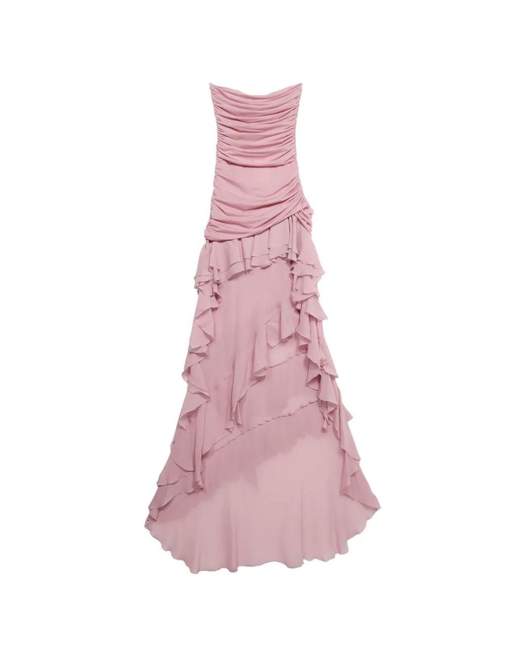 Blumarine Pink Strapless Ruffled Gown