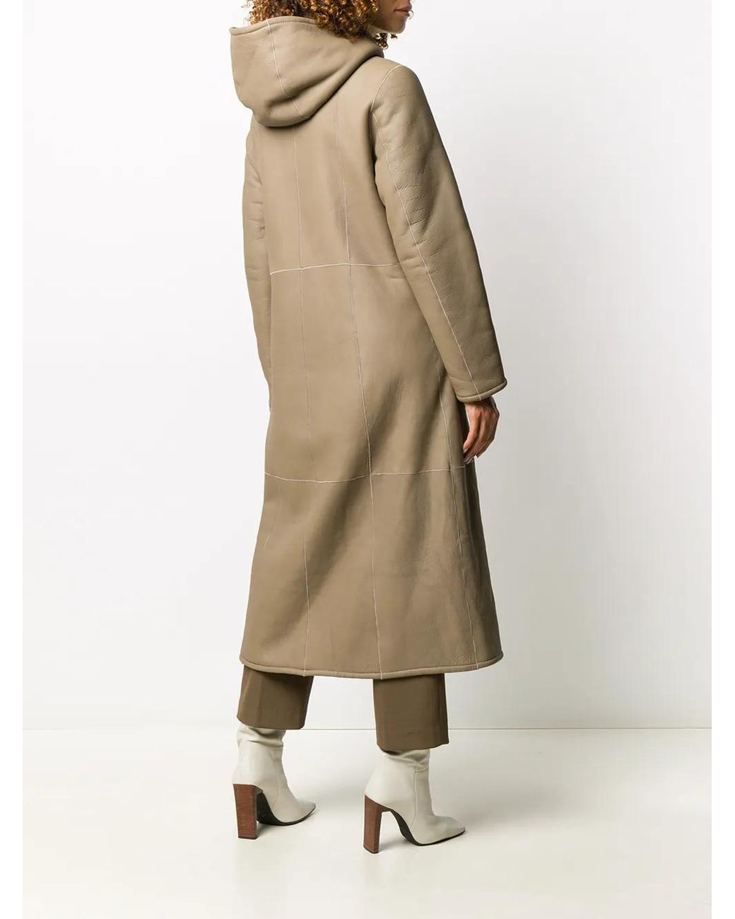 Liska Natural Reversible Hooded Leather Coat