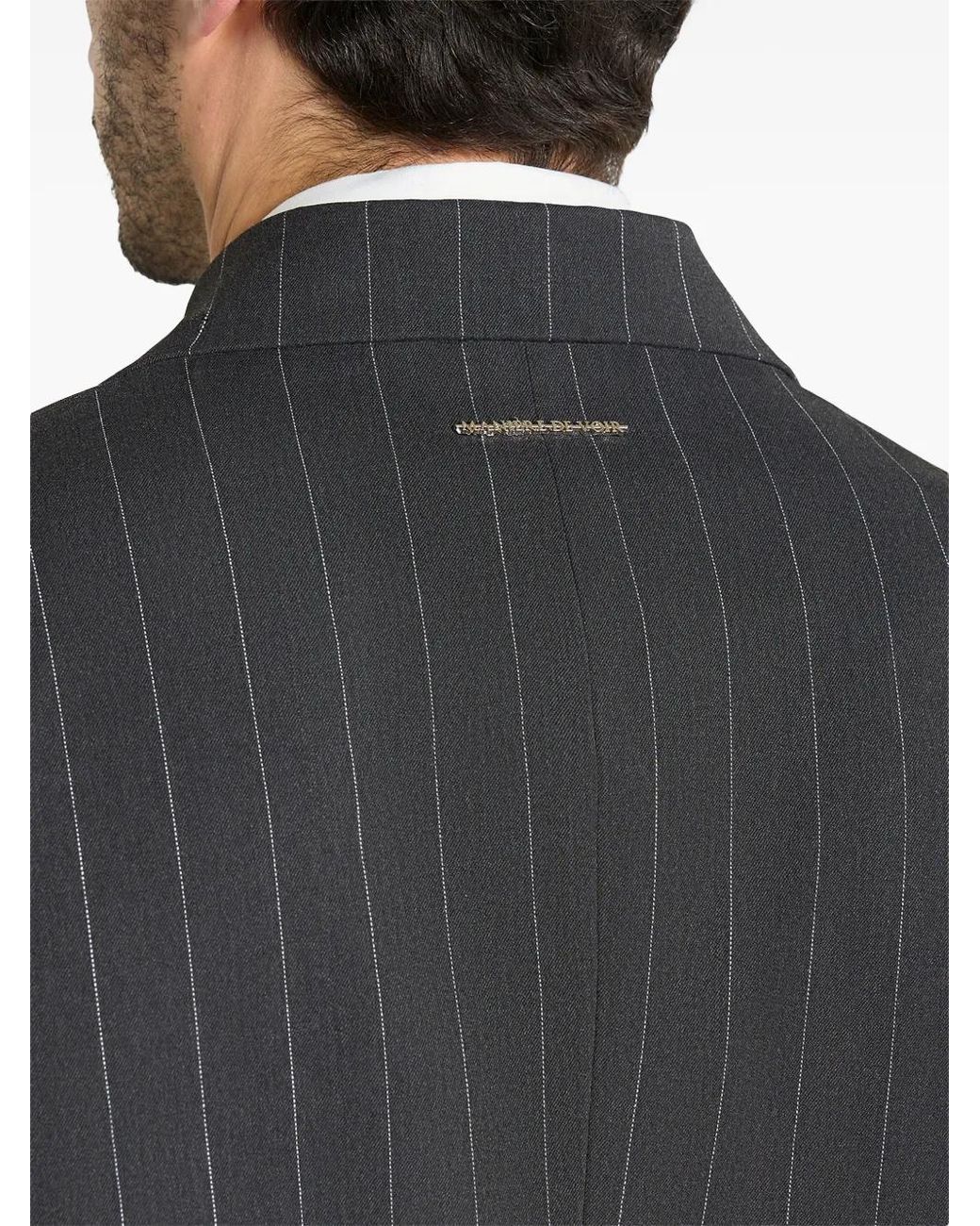 Manière De Voir Black Gaston Double Breasted Pinstripe Suit Jacket for men