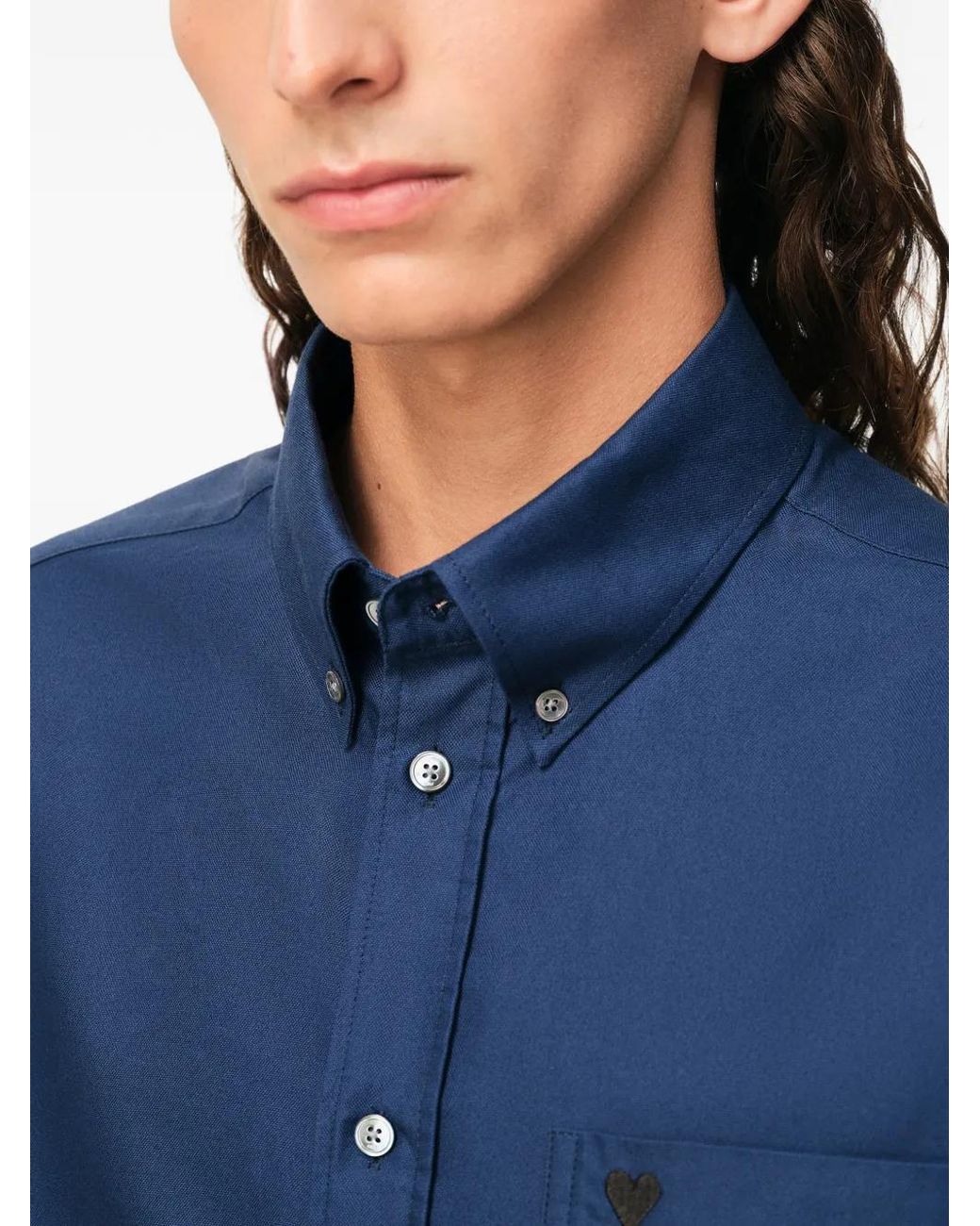 AMI Blue Ami Button-Down Short-Sleeve Shirt for men