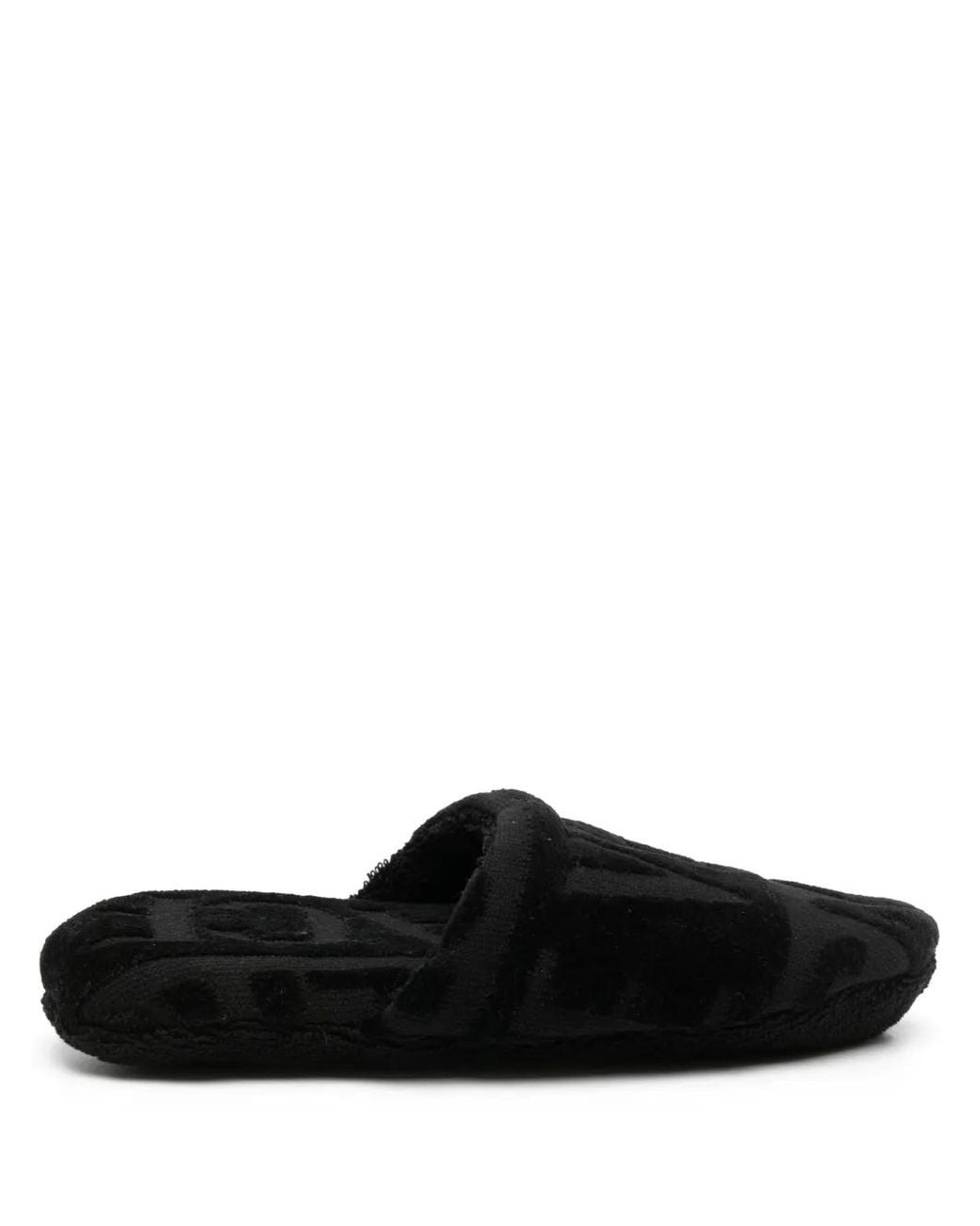 Versace Black Bath Slippers Ecoleather Cotton