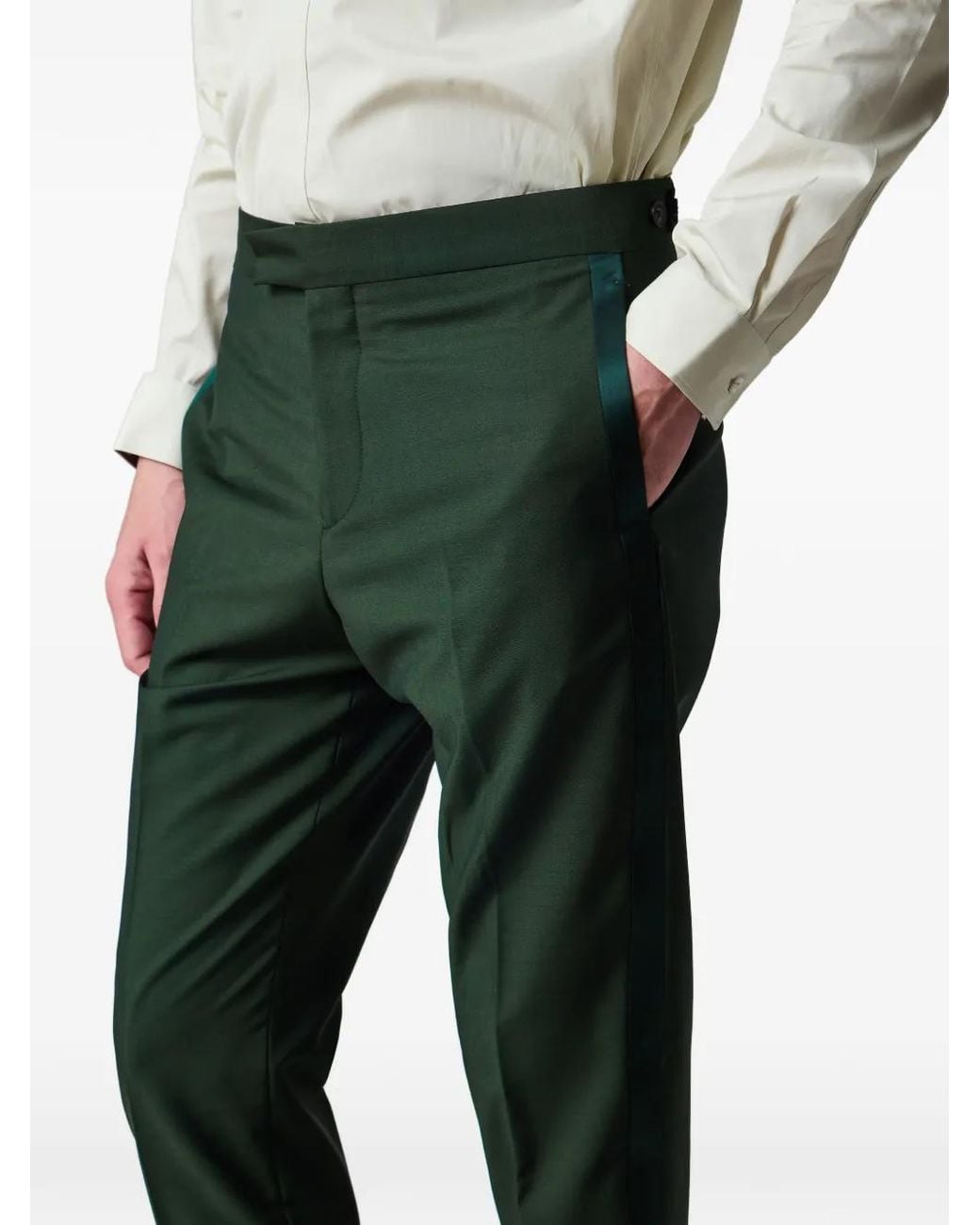 Paul Smith Green Tailored-Fit Brierley Wool-Mohair Trousers for men