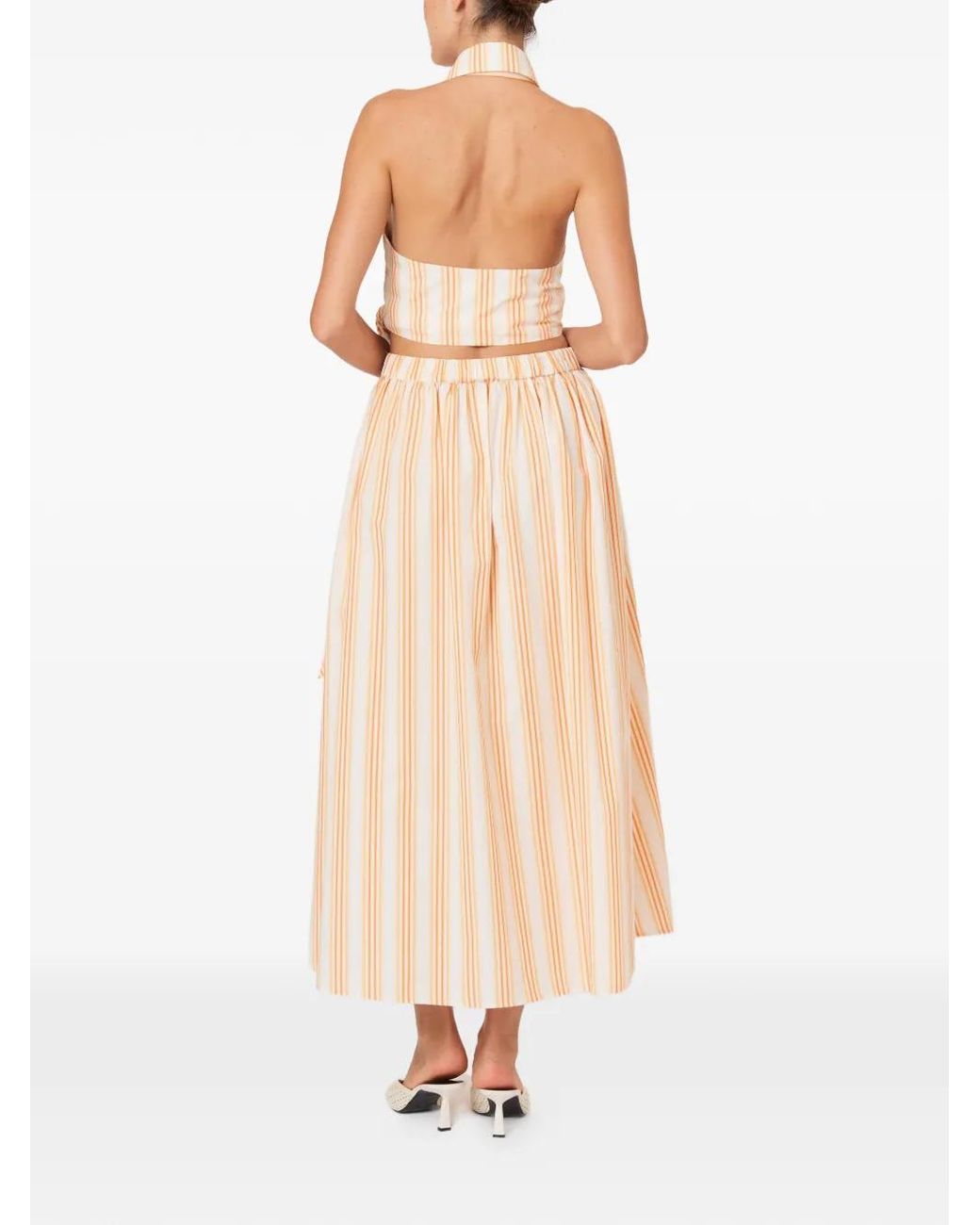 Rosie Assoulin Natural Striped Halter Top