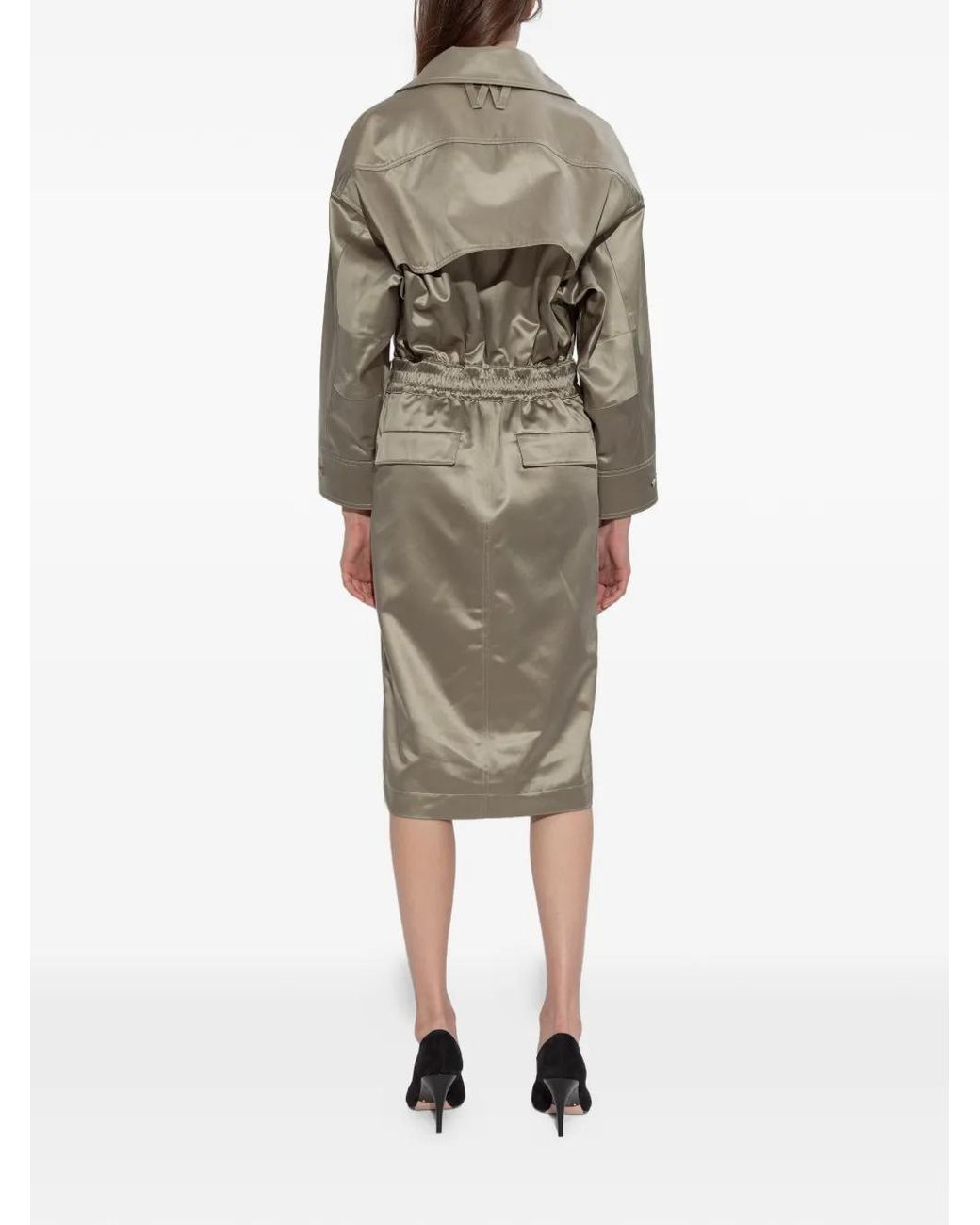 Willy Chavarria White Double-Breasted Belted Midi Dress