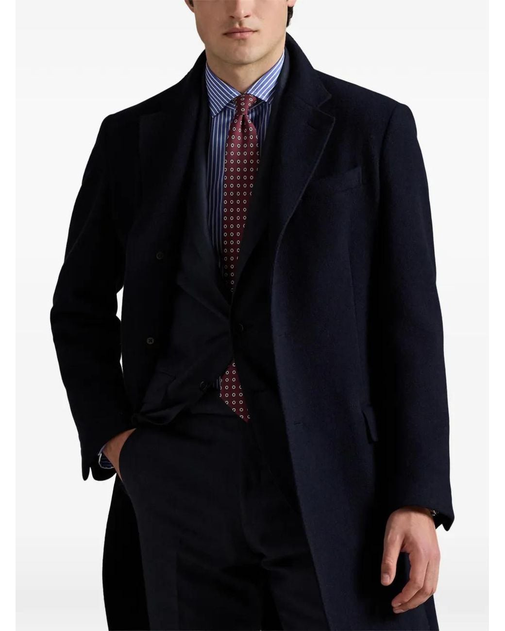 Polo Ralph Lauren Blue Button Melton Topcoat for men