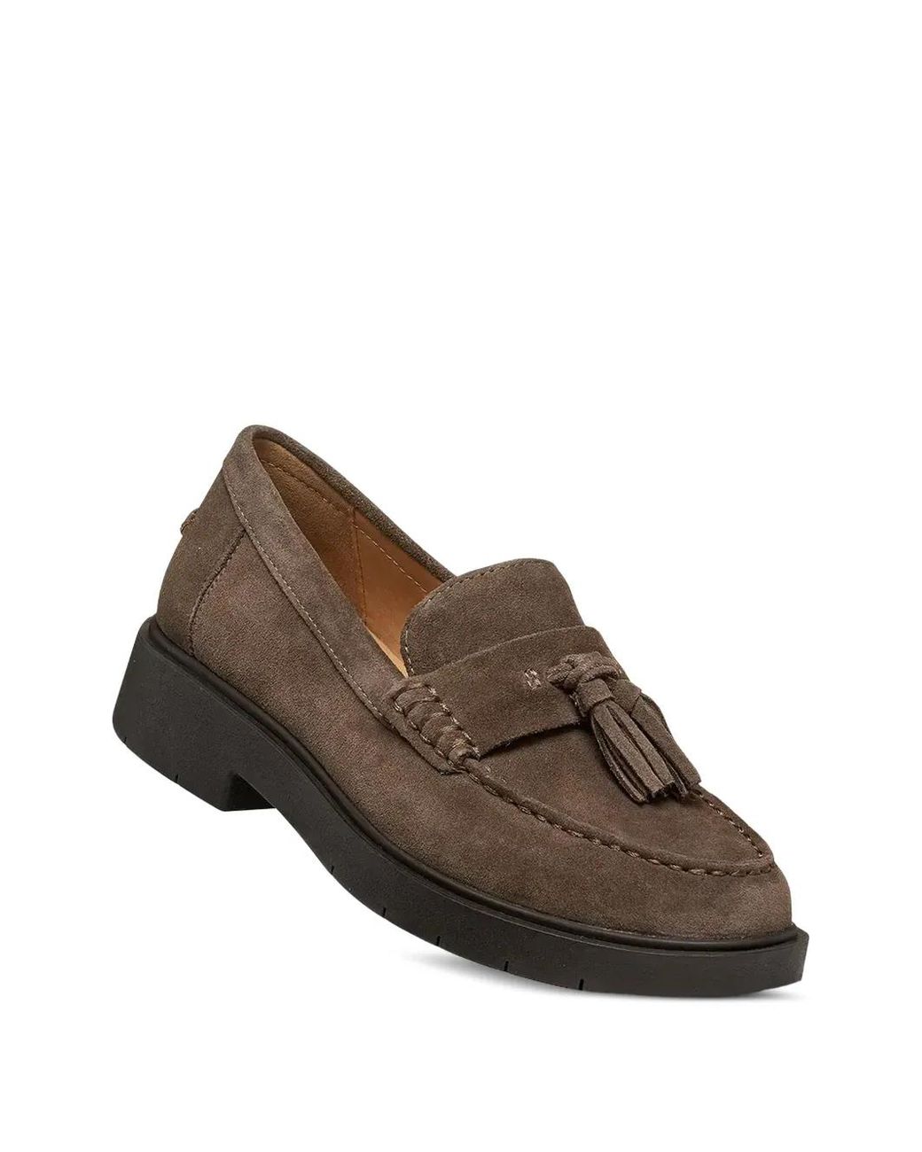 Geox Brown Spherica Tassel-Detail Suede Loafers