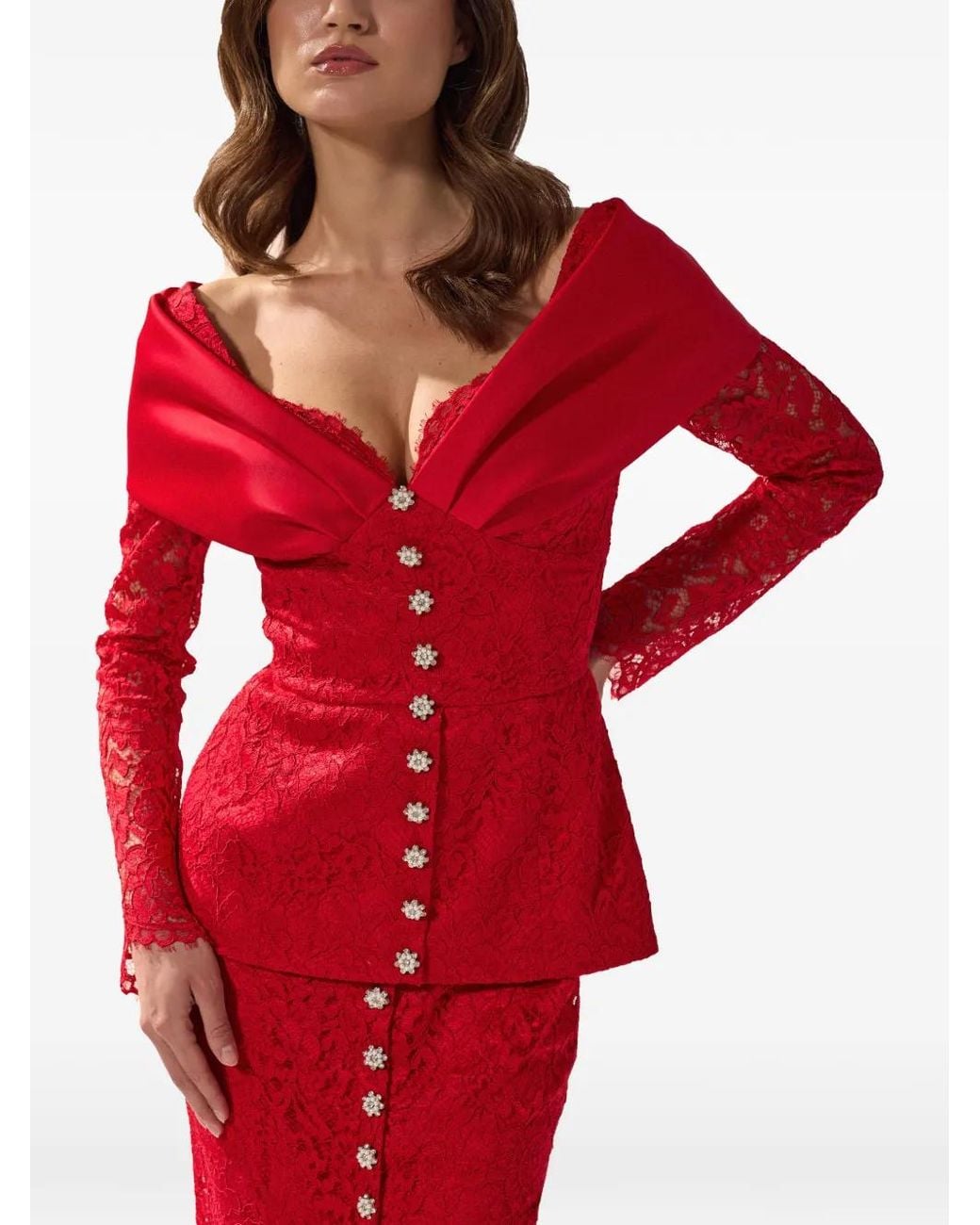 SILK LOVE & LACE Red Tamara Lace Maxi Dress