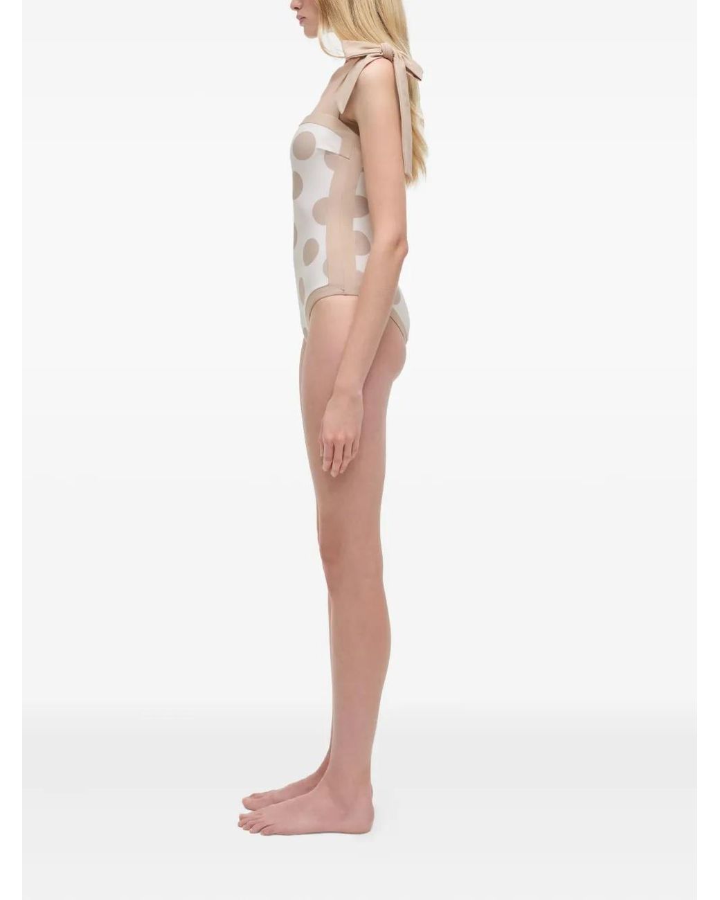 Jonathan Simkhai White Polka-Dot Tie-Detail Swimsuit