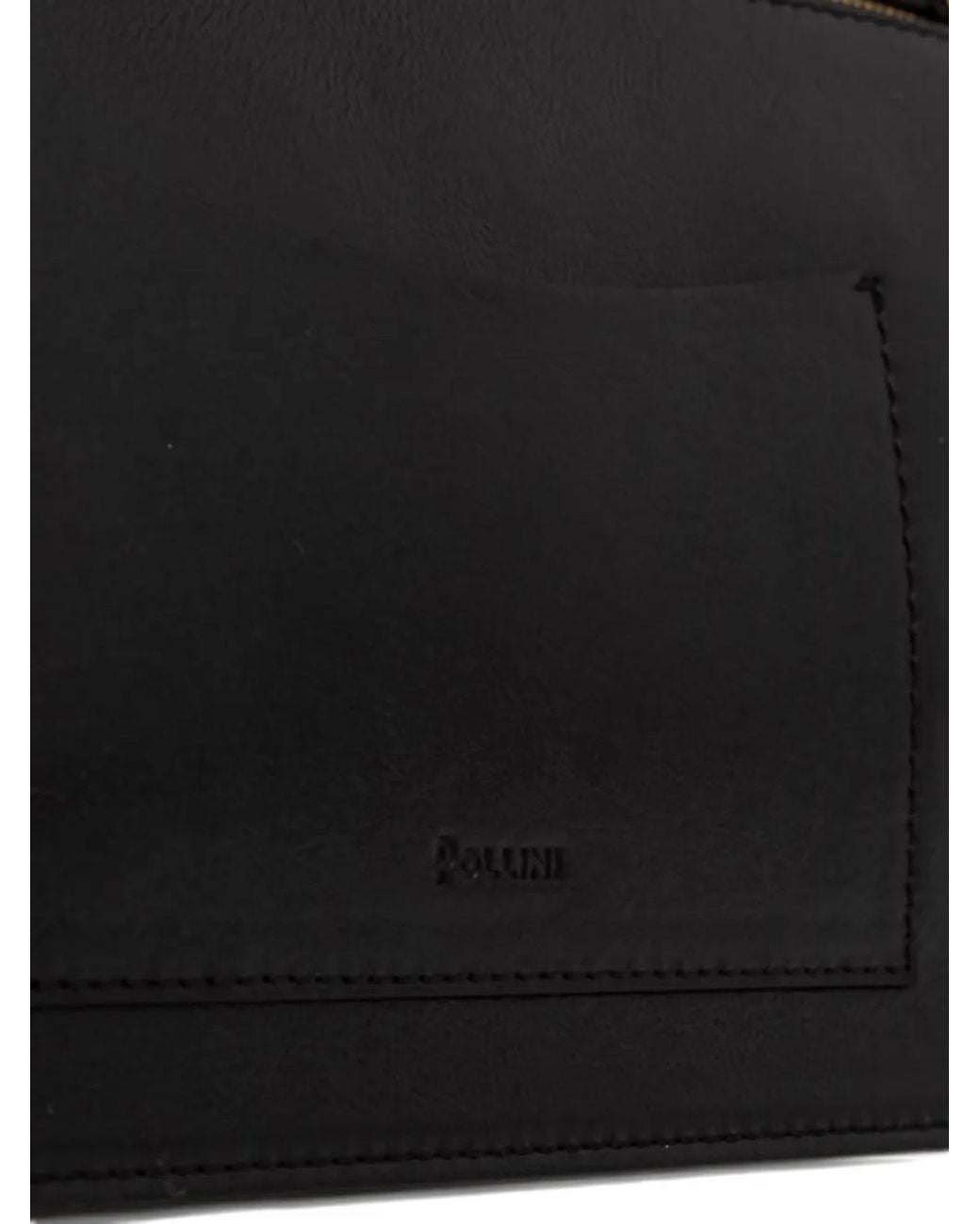 Pollini Black Sac Cabas Zippé À Patch Logo