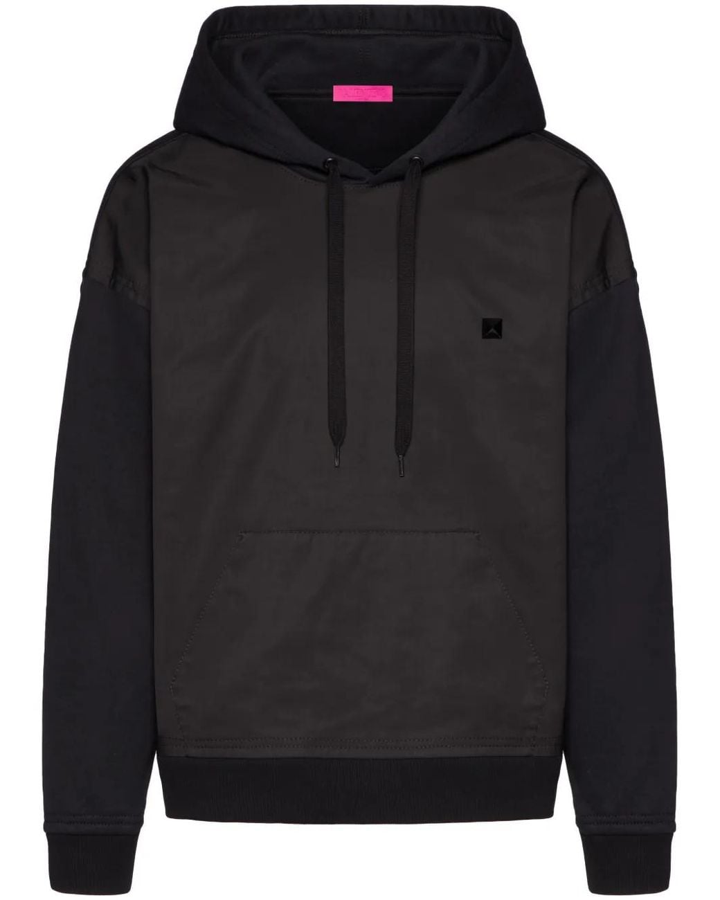 Valentino Garavani Black Stud Detail Panelled Hoodie for men