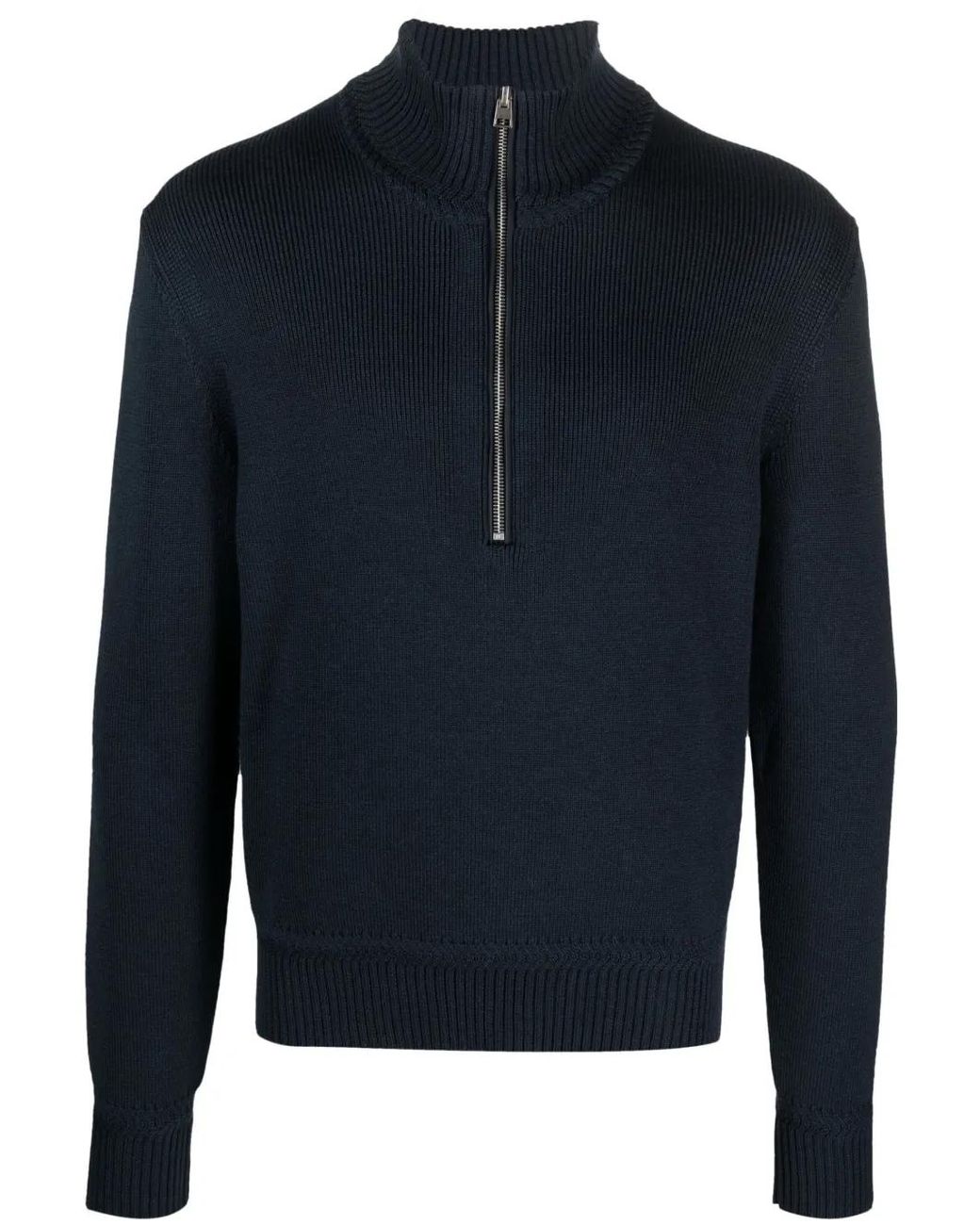 Tom Ford Blue Half-Zip Wool-Silk Jumper for men