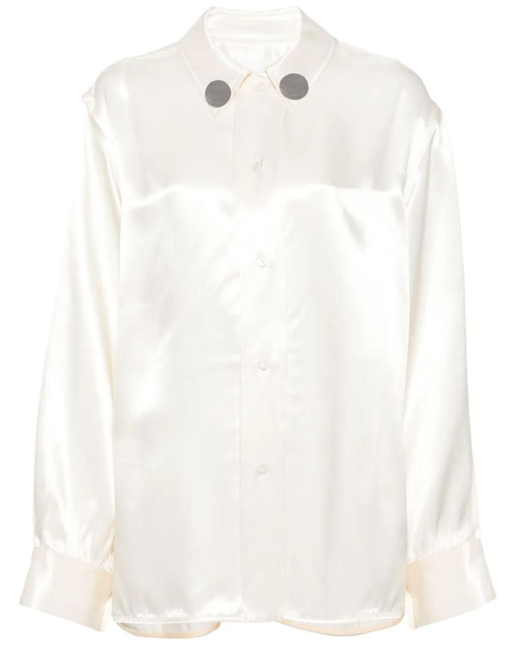 Jil Sander White Logo-Appliqué Drop-Shoulder Shirt