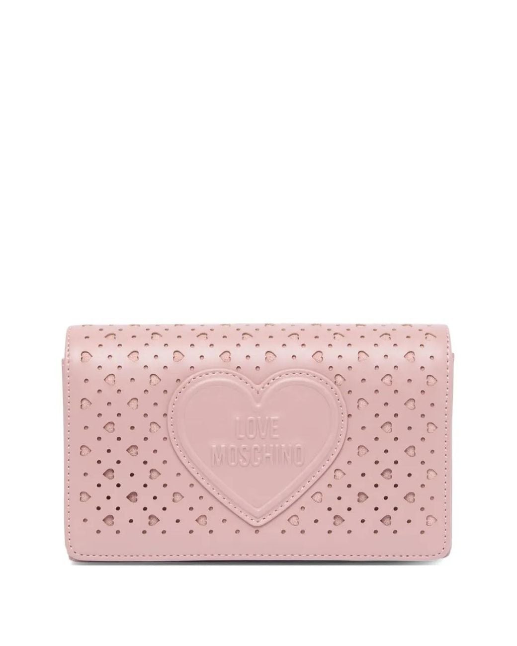 Love Moschino Pink Heart Pierced Clutch Bag