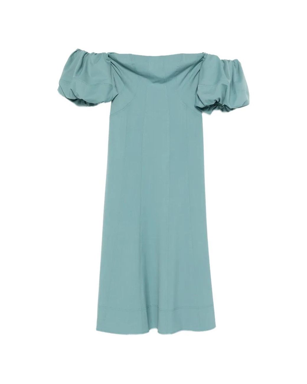 Ulla Johnson Green Nina Off-The-Shoulder Midi Dress