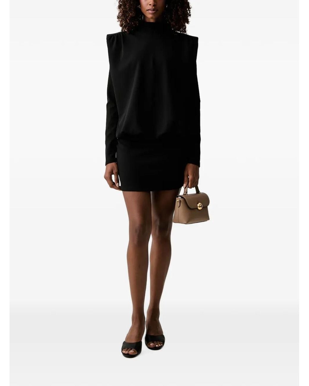 Fracomina Black Padded-Shoulder Dress