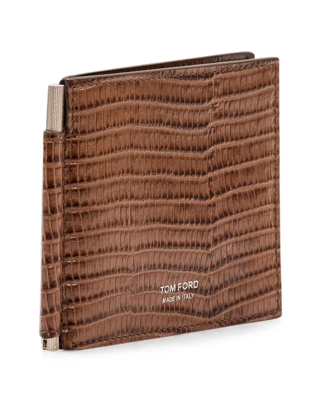 Tom Ford Brown Printed Tejus T Line Money Clip Wallet for men
