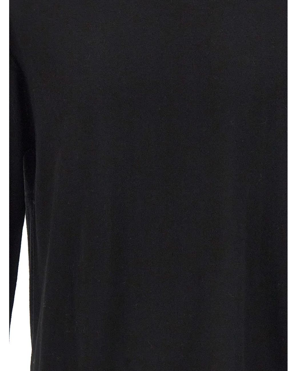Laneus Black Ribbed-Trim Merino Wool Sweater for men