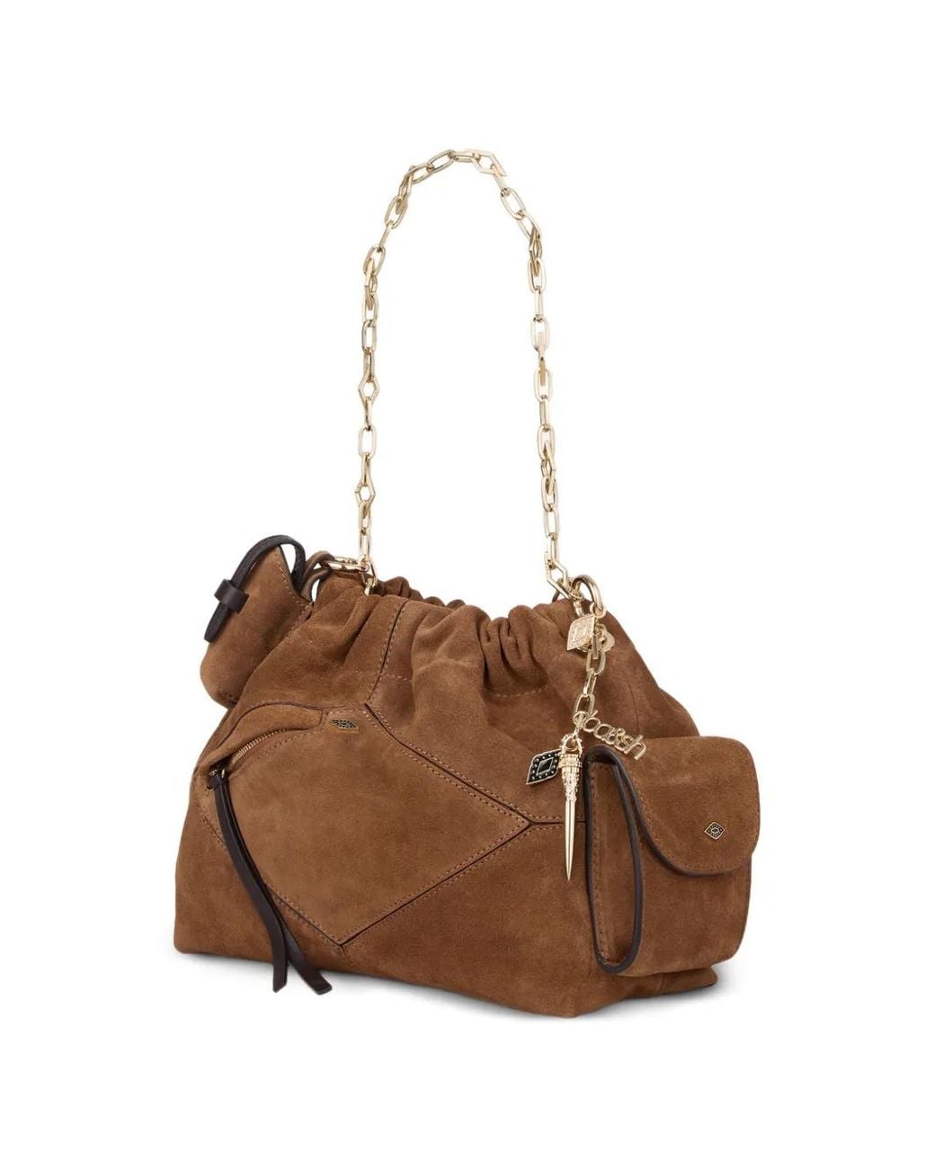 Ba&sh Brown Mini June Chain-Link Shoulder Bag