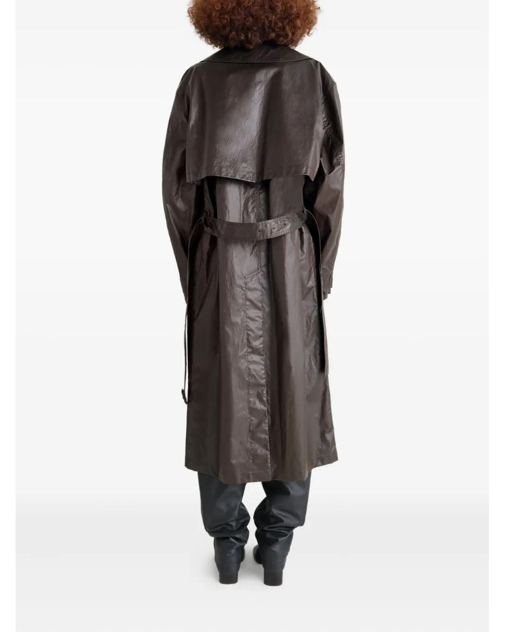 Lemaire Gray Metallic-Effect Double-Breasted Trench Coat