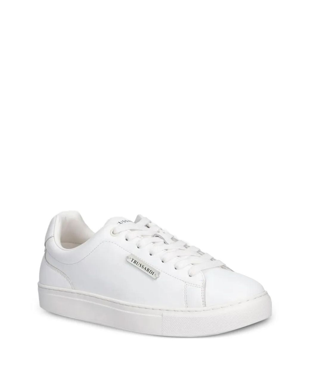 Trussardi White Logo-Patch Sneakers for men