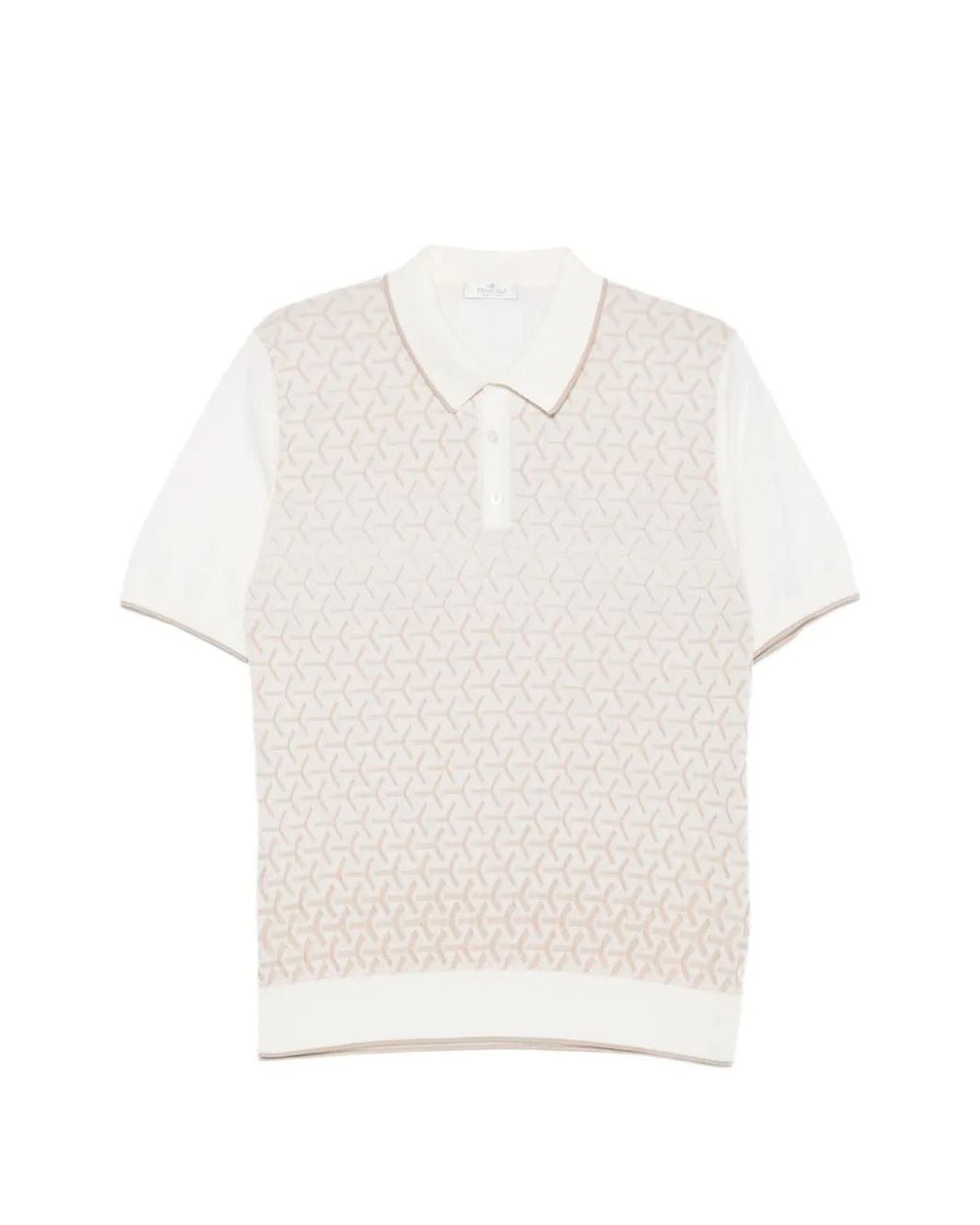 Panicale White Geometric-Pattern Polo Shirt for men