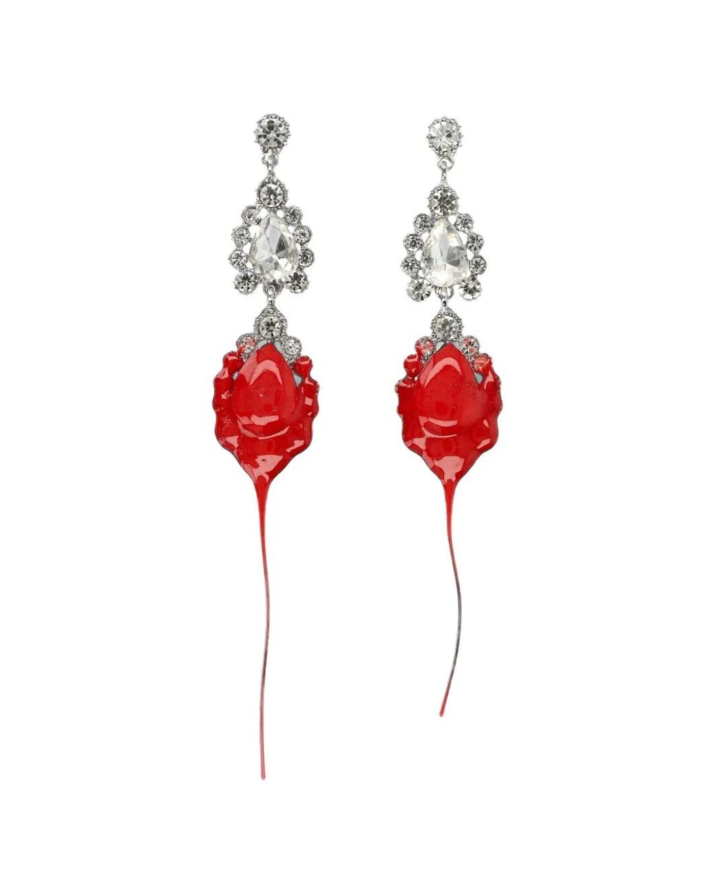 OTTOLINGER Red Crystal-Embellished Dipped Earrings