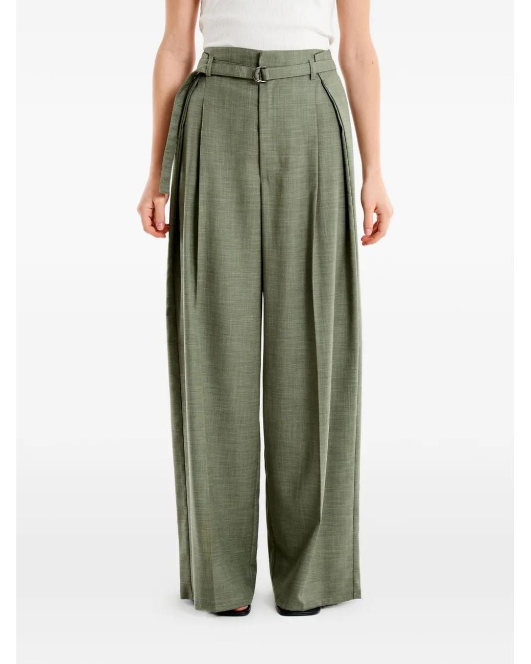 ViCOLO Green Belted Pleated Trousers