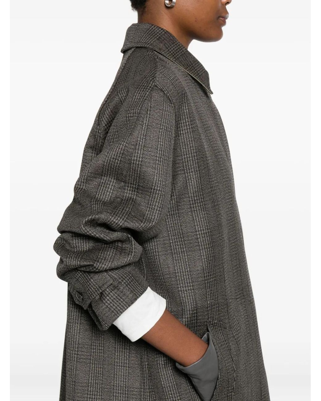 The Row Gray Wool-Silk Check Coat