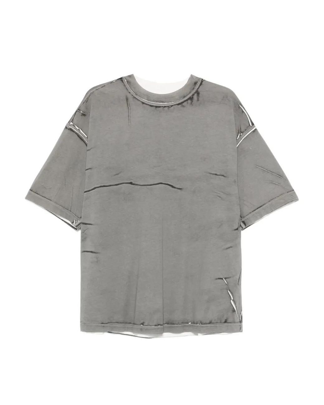 Paura Gray Costa Distressed T-Shirt for men