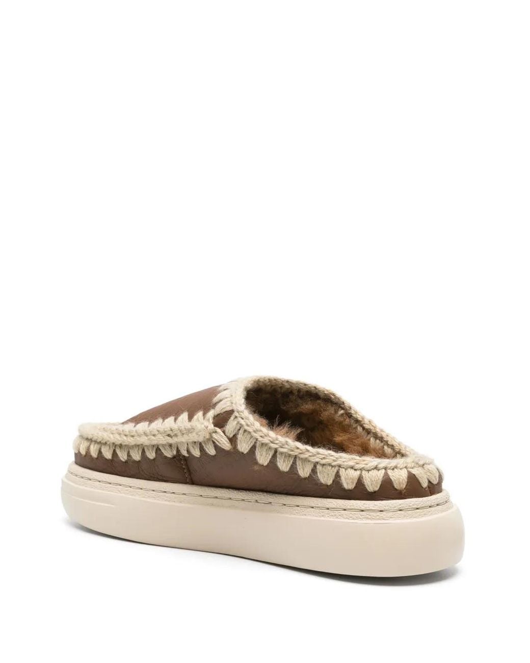 Mou Brown Leather Slippers