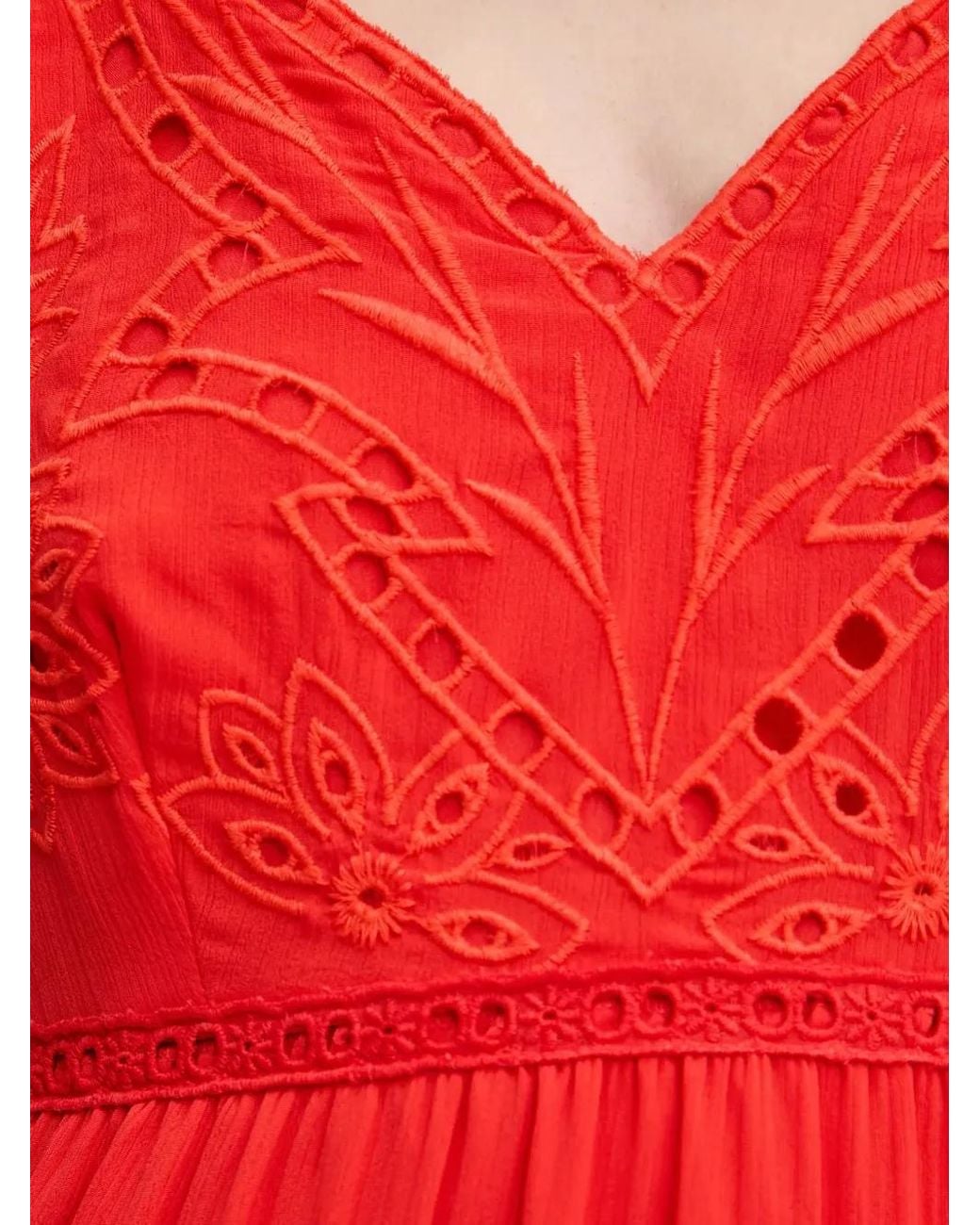 Morgan Red Floral-Embroidery Maxi Dress