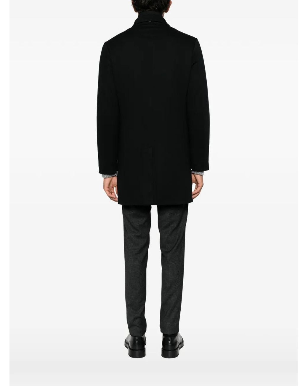 Montecore Black Layered Button-Up Coat for men