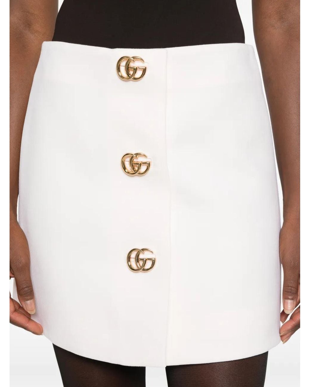 Gucci White Wool Skirt