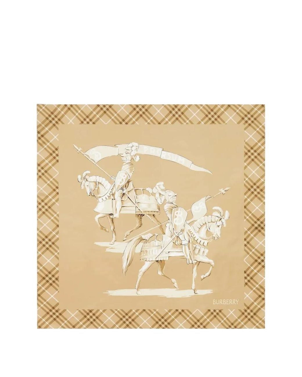 Burberry Check-Border Equestrian-Print Scarf in Natural | Lyst UK