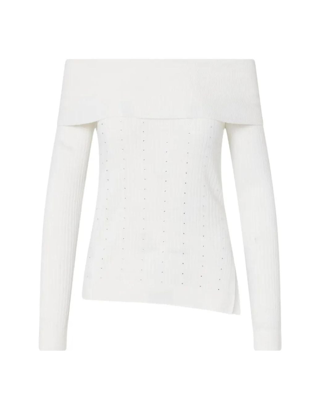 Liu Jo White Wool Sweater With Bardot Neckline
