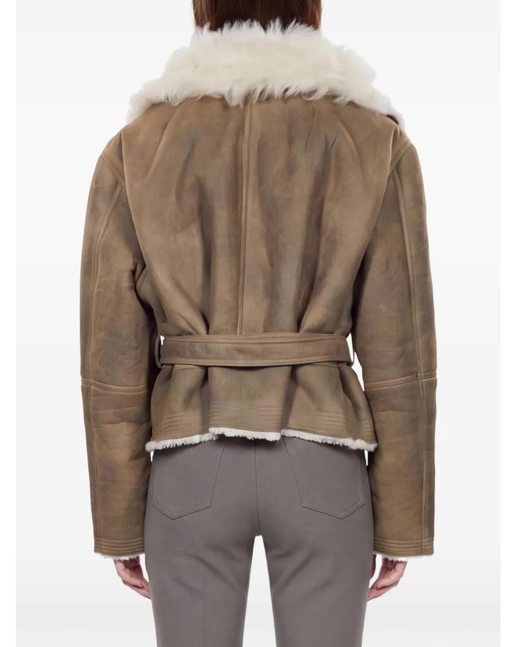Rick Owens White Flight Shearling Jacket