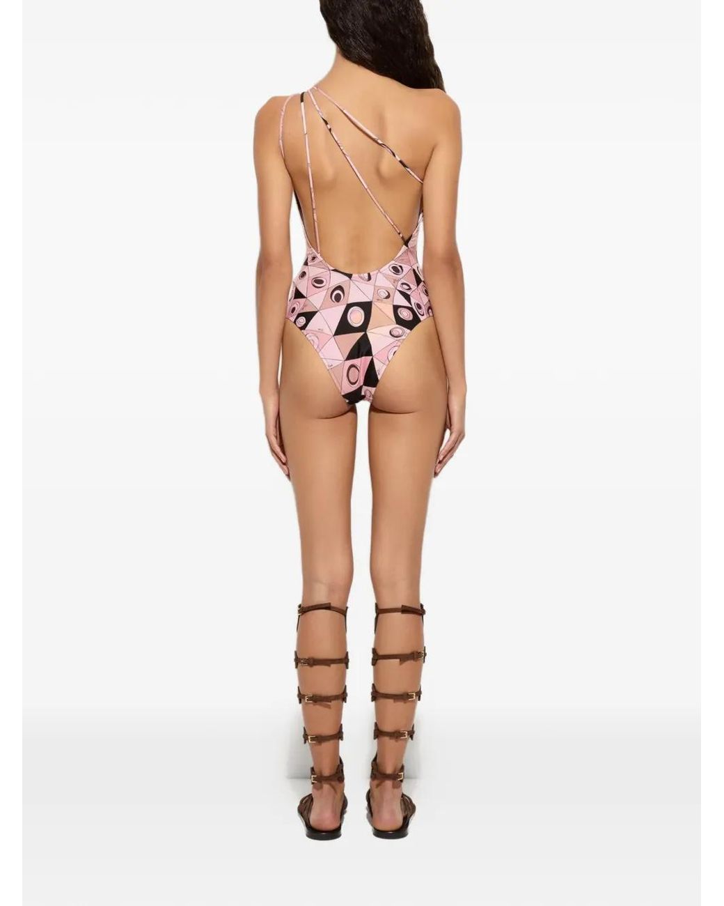 Emilio Pucci ワンショルダー ジオメトリック ワンピース水着 Pink