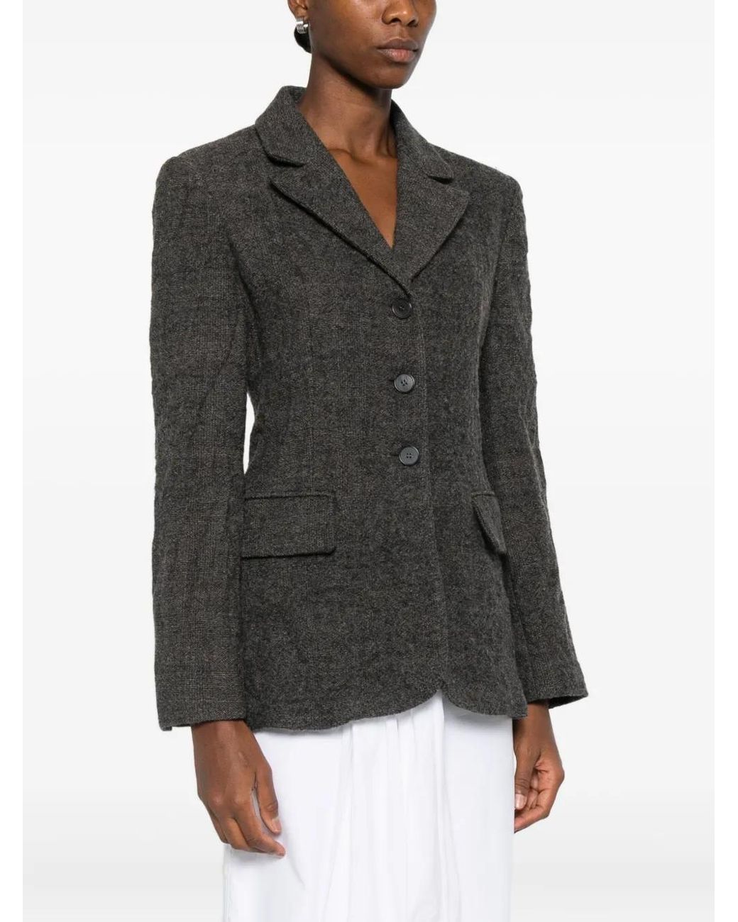 Low Classic Gray Single-Breasted Wool Blazer
