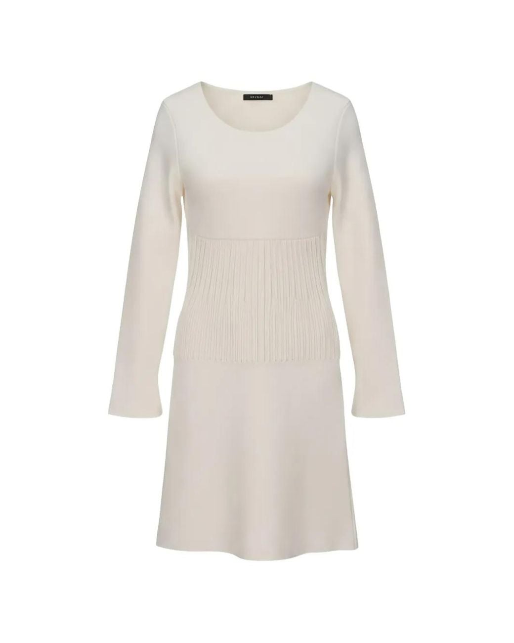 Tom Ford White Ribbed-Waist Long-Sleeve Mini Dress