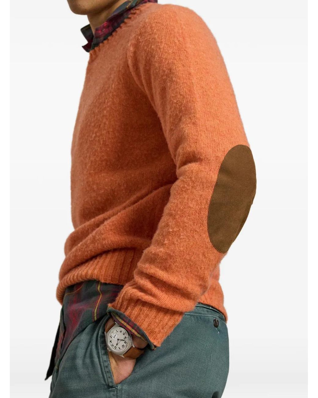 Polo Ralph Lauren Orange Pull À Manches Raglan Et Coudières Contrastantes for men