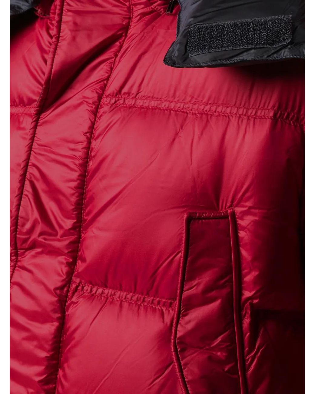 Emporio Armani Red Contrast Hood Down Parka for men