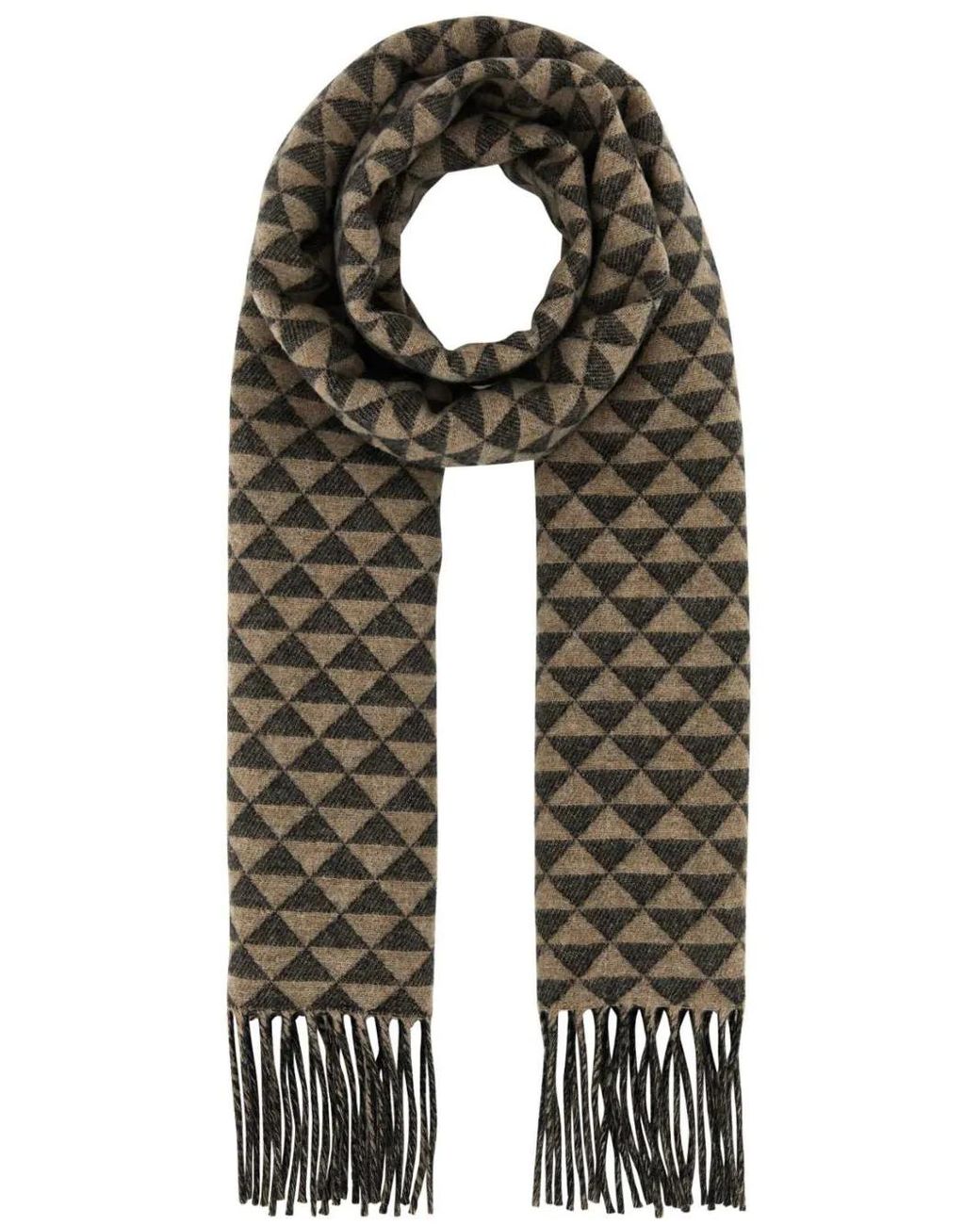 Prada Black Symbole Double Wool And Cashmere Scarf for men