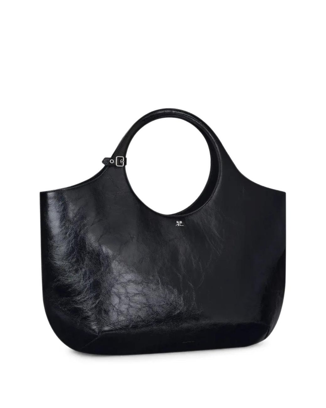 Courreges Blue Maxi Holy Naplack Leather Bag