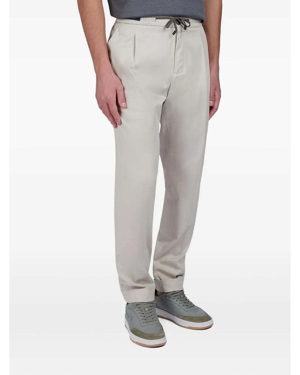 Paul & Shark Gray Pleated Drawstring Trousers for men
