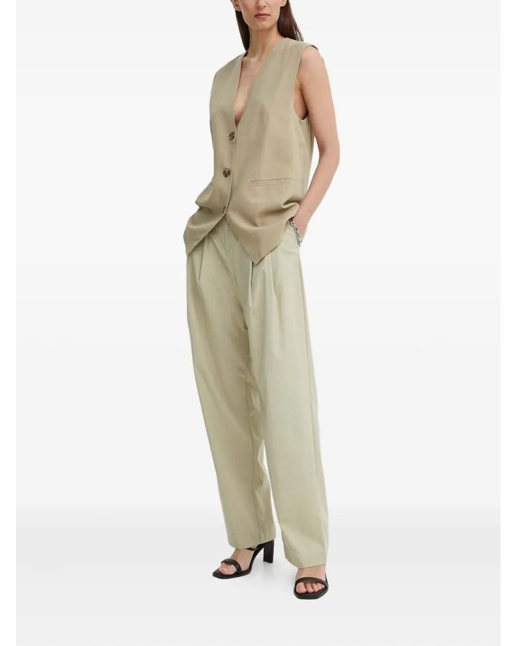 Samsøe & Samsøe White Front-Pleat Straight Trousers