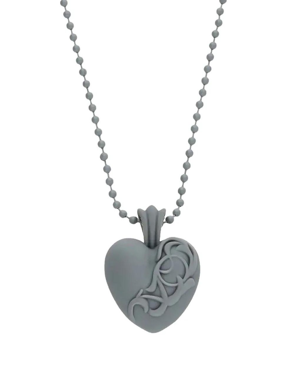 Chrome Hearts White Heart-Pendant Ball-Chain Necklace for men