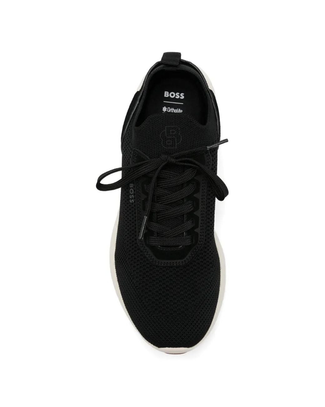 Boss White Lace-Up Sneakers for men